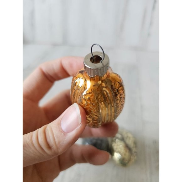 Vintage radko shiny Brite spiral acorn glass ornament set Xmas tree - Picture 2 of 12